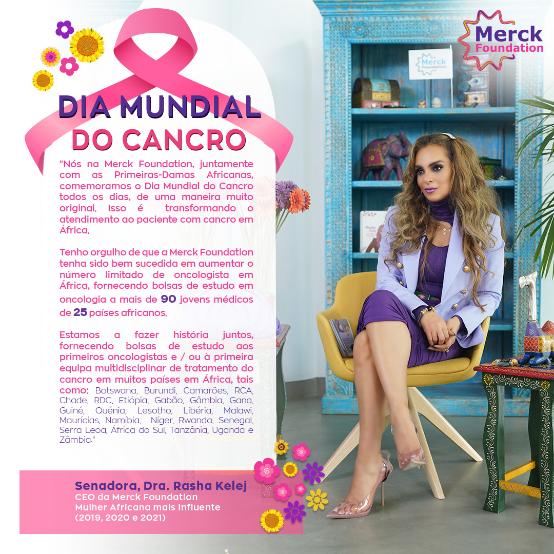 Senator Dr Rasha Kelej CEO of Merck Foundation marking World Cancer Day 2022